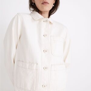 Madewell Denim Mahoney Crop Chore Jacket in Vintage Canvas Wash